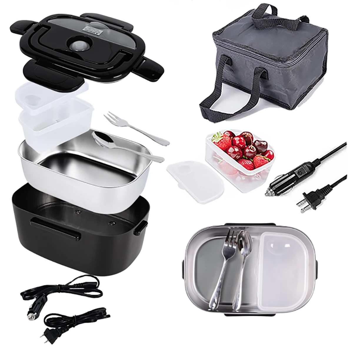 Removable Electric Heating Lunch Box Food Storage Warmer Car and Home Use Food Heater with Stainless Steel Container