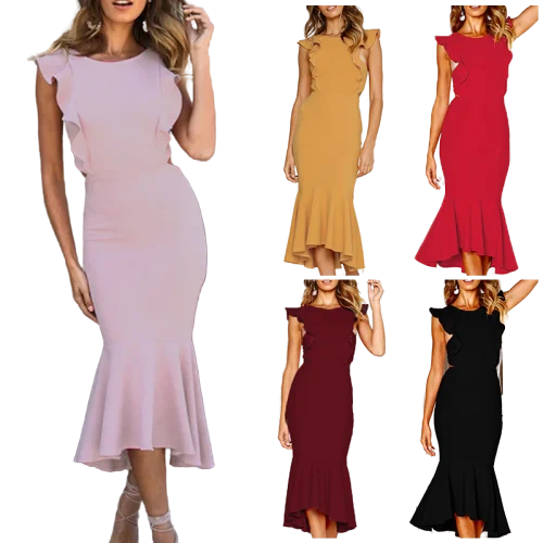 
2021 Sexy Custom Womens Clothing Spliced Long Fishtail Skirt Ladies Evening Party Dress Women Office Dresses Summer 