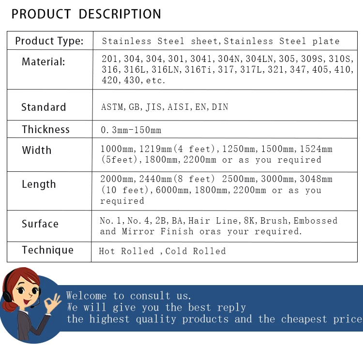 Wholesale customized good quality AISI ASTM 6mm 8mm 10mm thick grade 201 321 304 304l 316 316l 904l stainless steel sheet /plate
