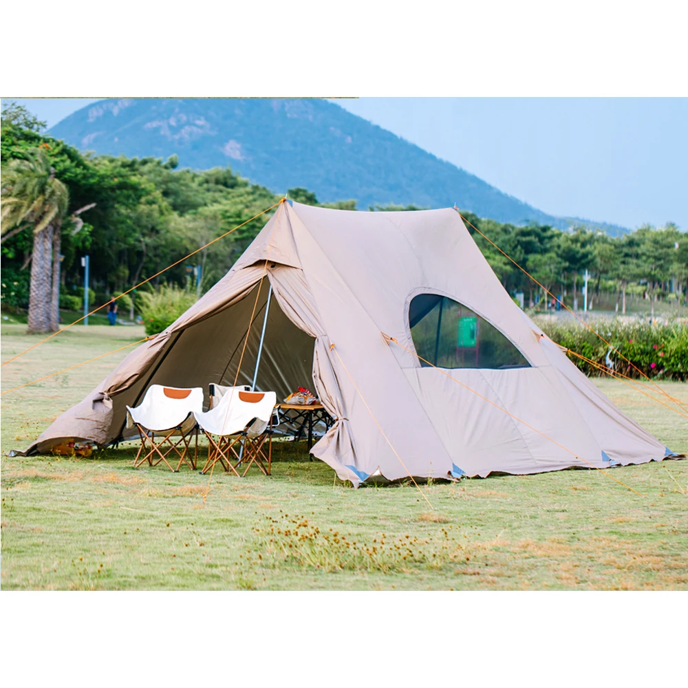 Xiamen moqi 42 Square Meter Double Peak Canopy Tent Large Space Outdoor Camping Luxury Tent for Camping Party