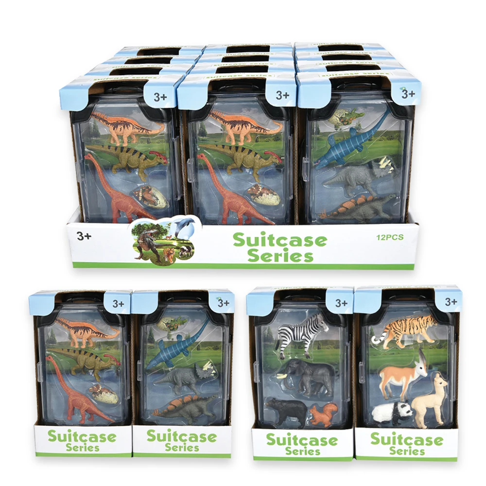 Boneosaurus model wild transparent small suitcase boxed simulation animal square round gift box Boneosaurus