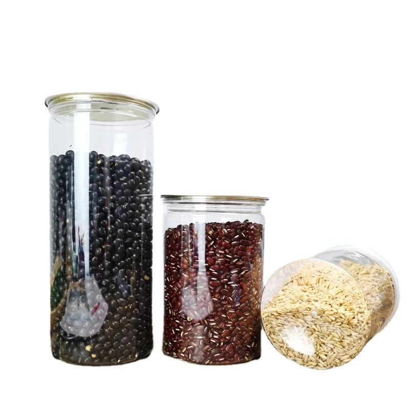 MAYSURE Custom Label 300ml Round Cylinder Transparent Food Grade PET Plastic Jars With Lid