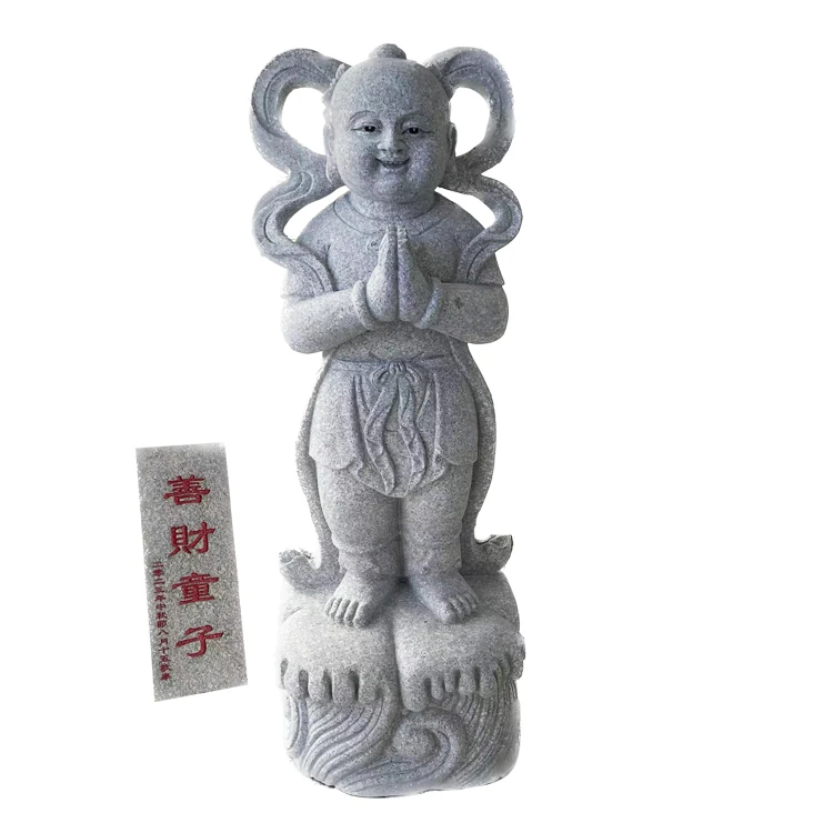 Chinese Hot Sale Garden Outdoor Decorative Stone Carved Antique Golden Boy And Jade Girl Young Models Statues JINTONGYUNV