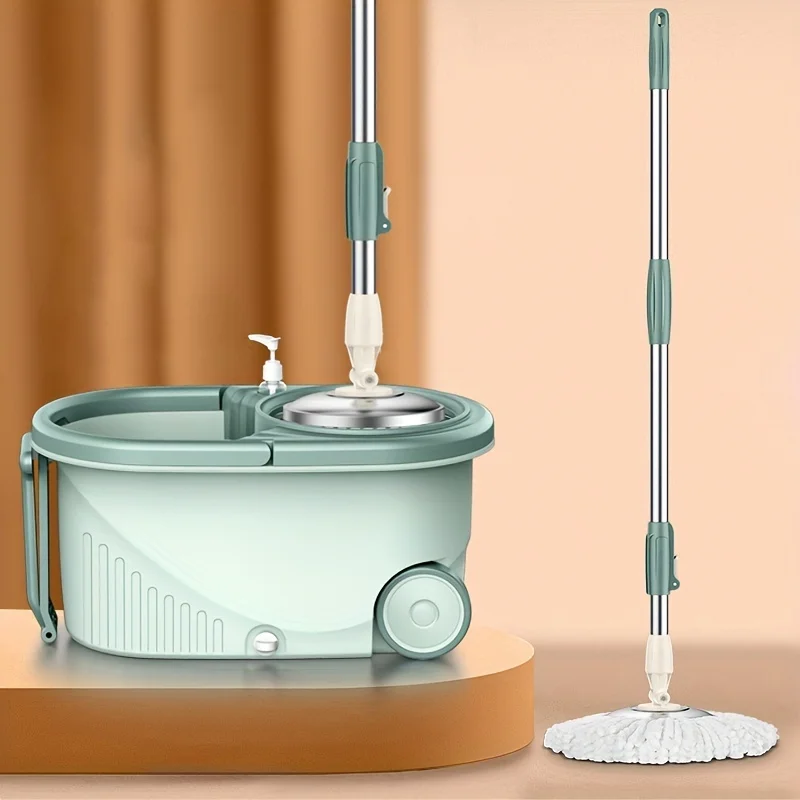 New Design Stainless Steel Telescopic Bathroom floor Wet Dry Handle 360 Rotating Magic Mop Bucket With Wheels