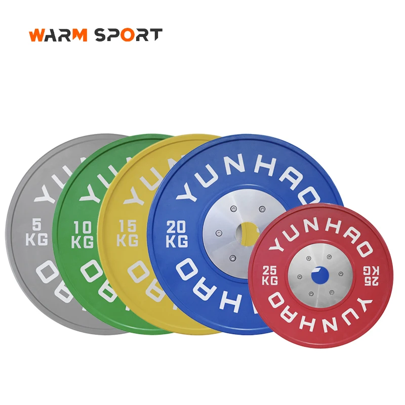 5-25 KG 10-55 LB Factory Supply Custom Logo Fitness Competition Bumper Plates Weight lifting Barbell Color Rubber Bumper Plate