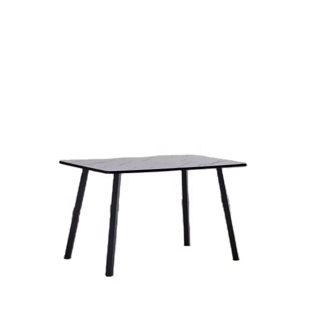 Resistant Ceramic marble glossy Sintered Stone Dining Table with Steel Metal base Slab top  Rock plate Table