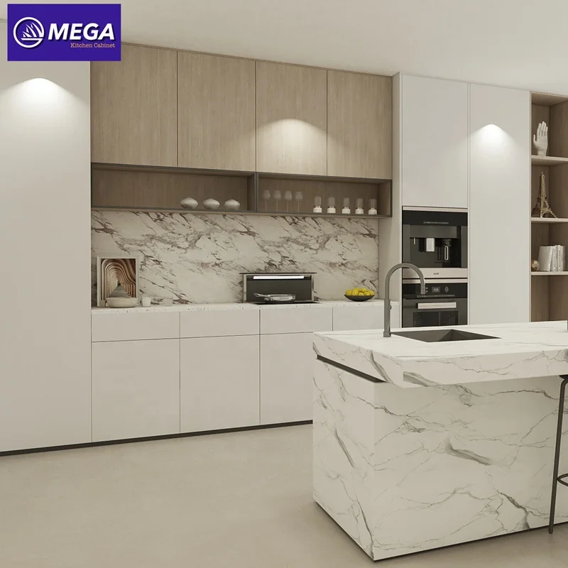 Top Class Fitting Kitchen Design American Style Home Furniture Cabinet with Tall Pantry Cupboard Set