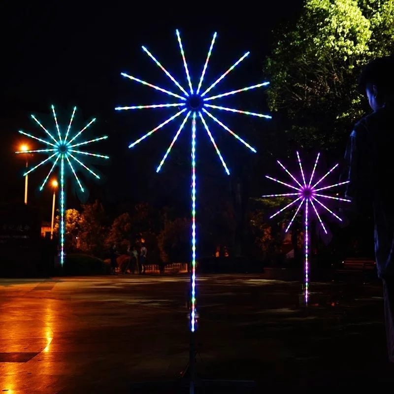 Outdoor LED Fireworks Strip Light Sound Recognize Music Rhythm Activated Digital IC Control House Party Decor Light