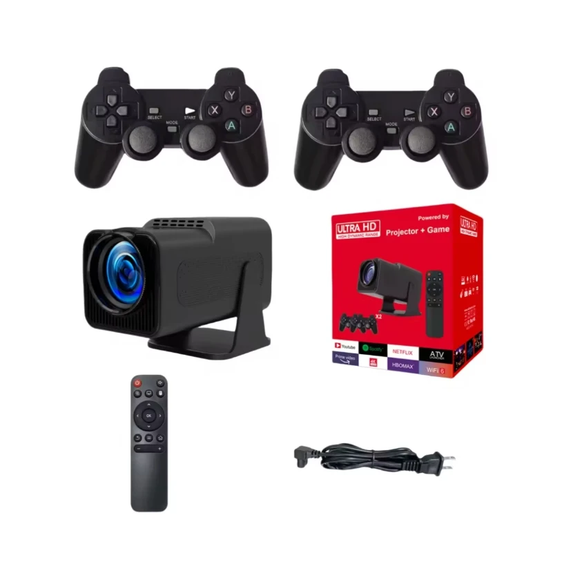 2 in 1 Combo Game Projector 2.4G+5G Wifi App Download home 4k portable mini projector F600 Smart Projector Game Controllers