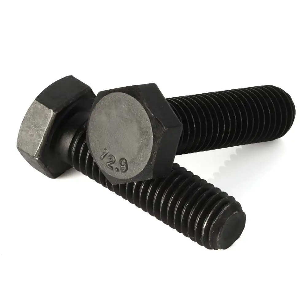 DIN933 M10-1.5 x 30mm Hex Bolts 12.9 Grade Alloy Steel Black Oxide Finish Full Thread Coarse Thread UNC