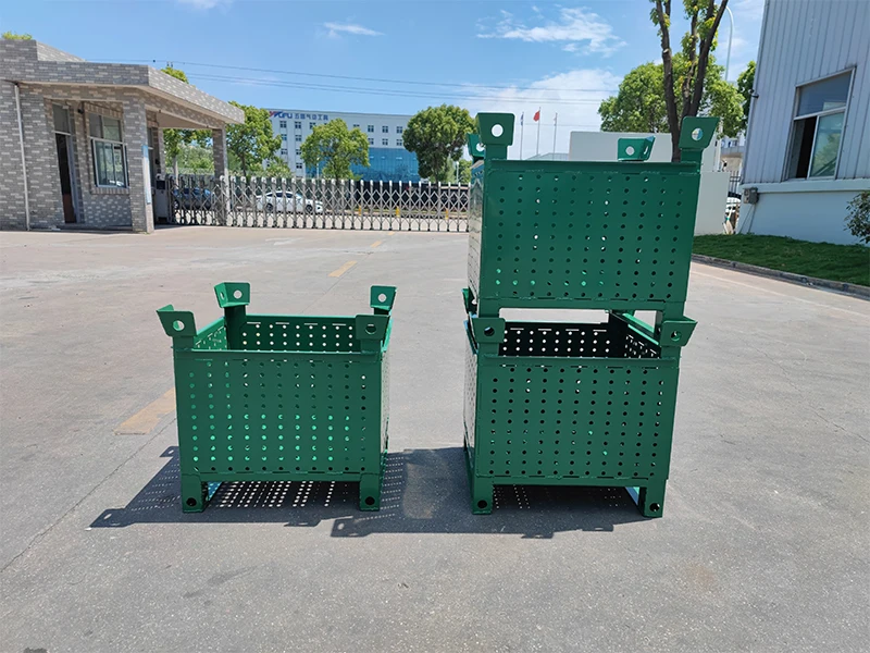 T1210L-14 Warehouse logistics folding storage corrosion resistant durable forklift two-way fork metal Pallet safety Stillage box