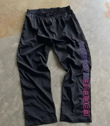 Factory Custom Embroidery Logo Man Causal Straight Leg Trousers Waterproof Windbreaker Polyester Nylon Track Pants Men