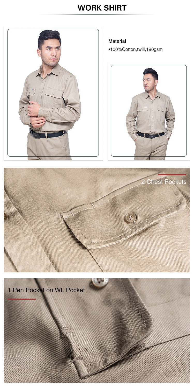 Hot Sale Customized Logo Polyester / Cotton Short Sleeve Mens Workwear Mechanic Uniform Work Shirts