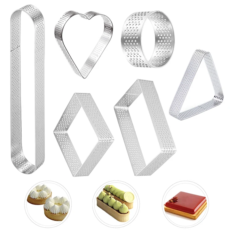 304 Stainless Steel Perforated French Bake Tartlet Mold Pie Tart Cake Ring