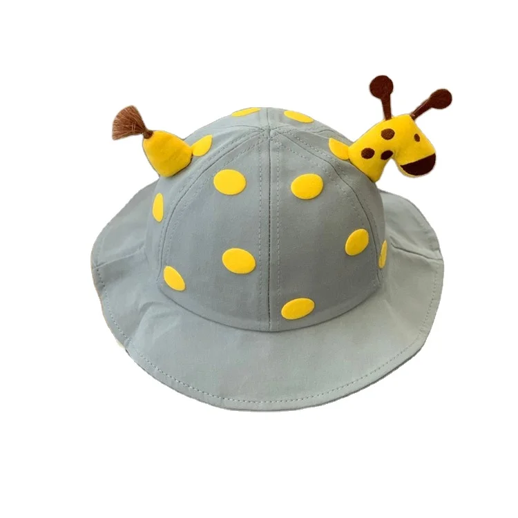 Baby bucket hat cute polka dot sunshade bucket hat baby cartoon giraffe 1 year old 2 children bucket hat wholesale