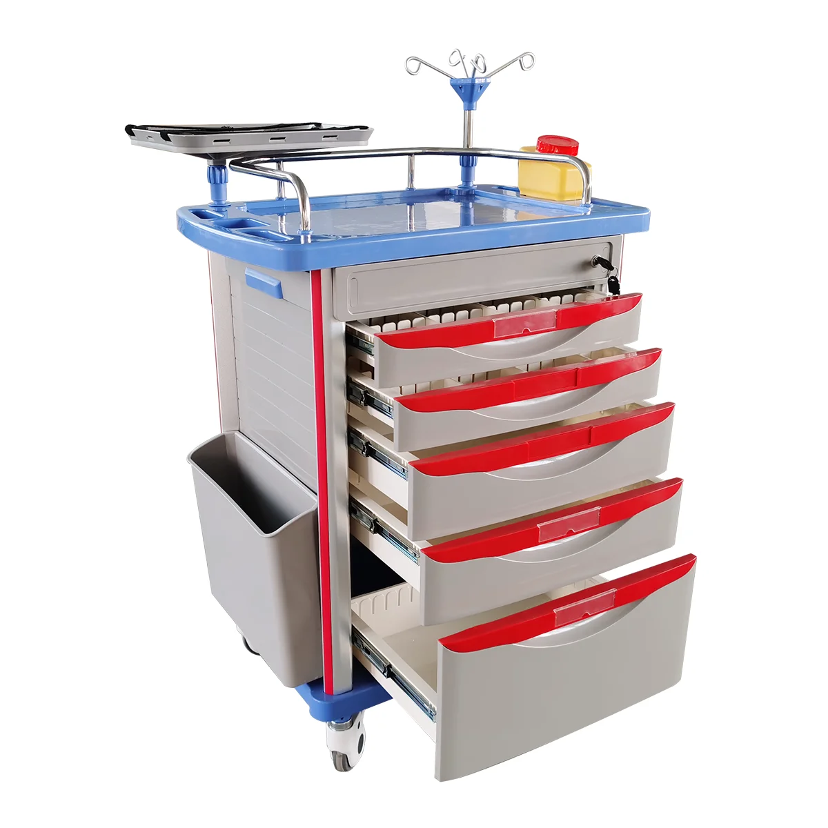 MT MEDICAL Clinic Cheap Mobile ABS Drugs Hospital Medical Crash Cart Plastic Emergency Medicine Trolley
