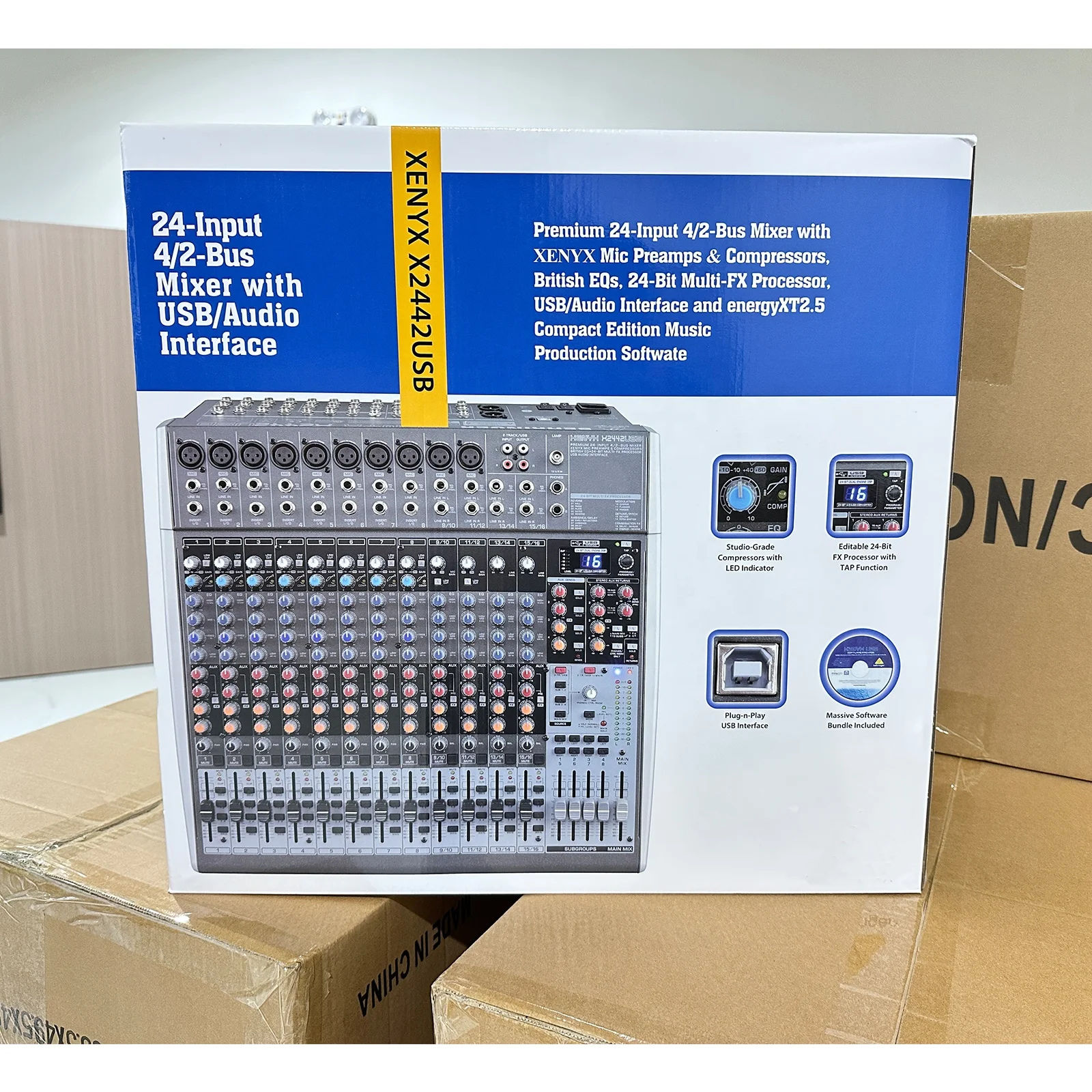 X2442USB Premium 24-Input 4/2-Bus Mixer with Mic Preamps/Compressors/British EQ 24-Bit Multi-FX Processor USB/Audio Interface