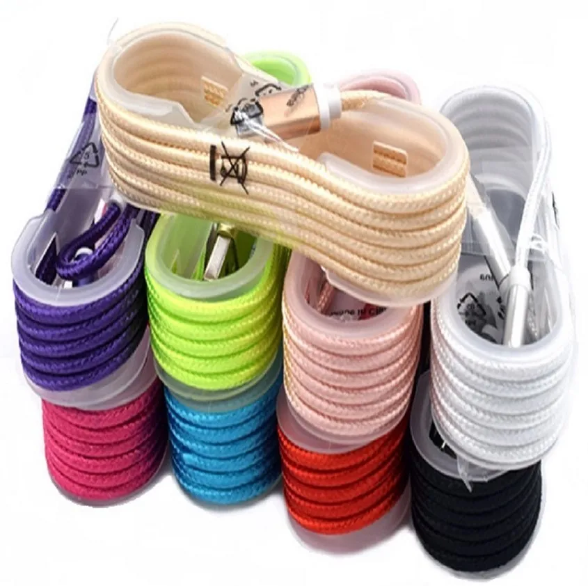 
1.5M alloy metal head core sync nylon braided cable usb charging cable for iphone with different colors 