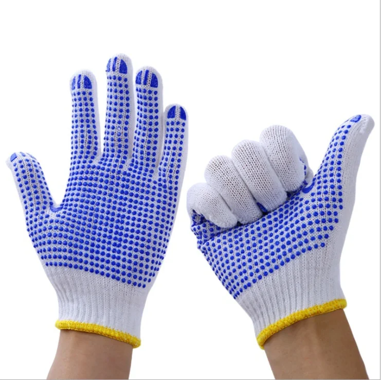 Colorful Cotton Knitted Safety Gloves PVC Dotted Protective Cotton Gloves for Women