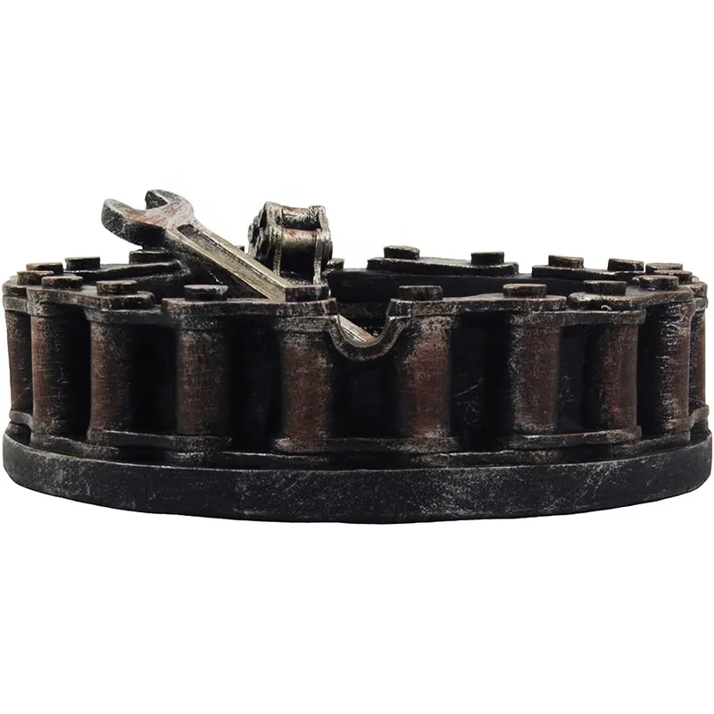 Wholesale Custom smoking room decor Cigarette 3D ashtray Personalized resin motorcycle chain and wrench cigar ashtray