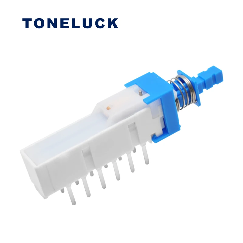 TONELUCK PBA-S4AF1 0.1A 30VDC Blue Handle Straight Key Switch Range Hood Push Button Switch