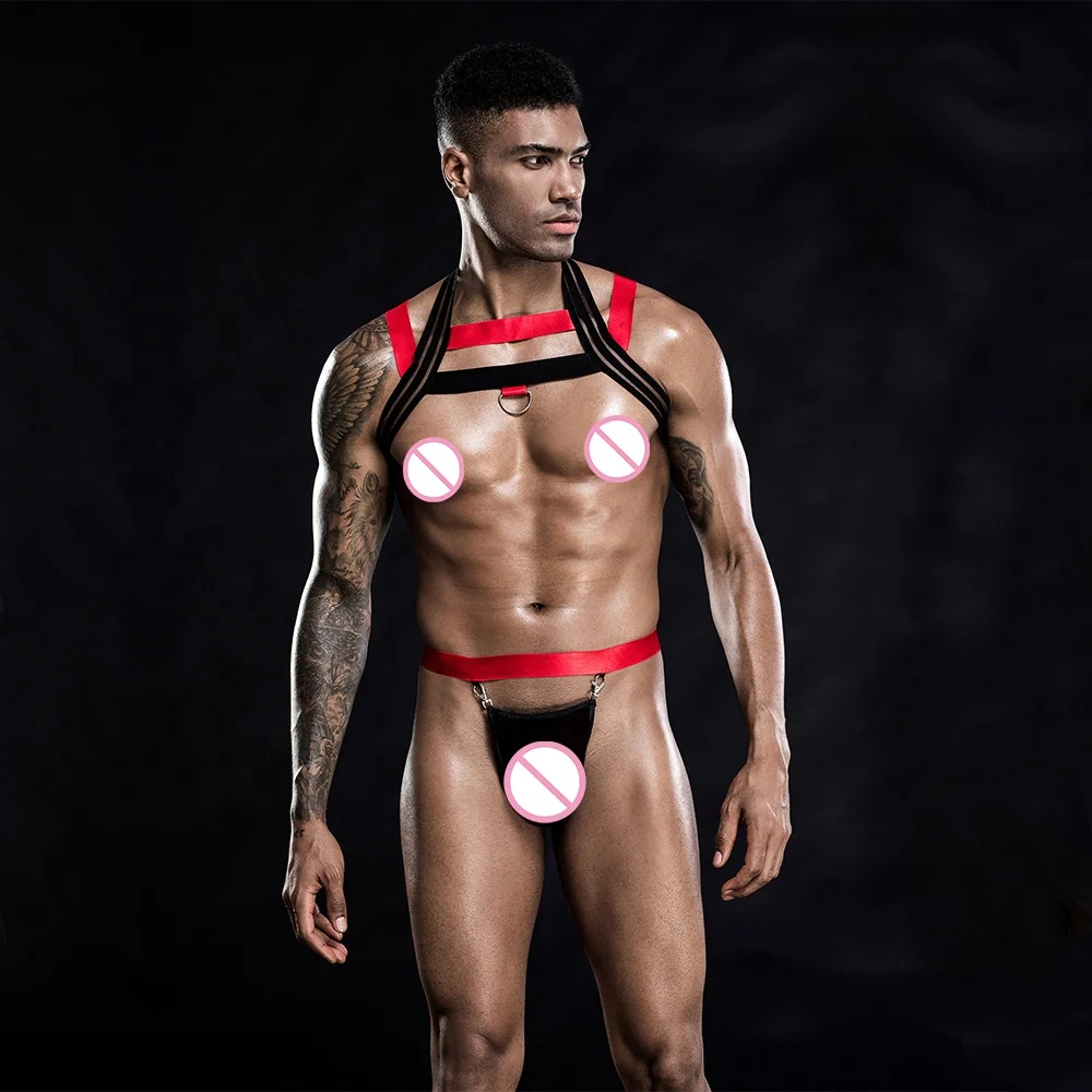 Sexy man t-back shoulder girdle sexy costume for pole dancing night club wear