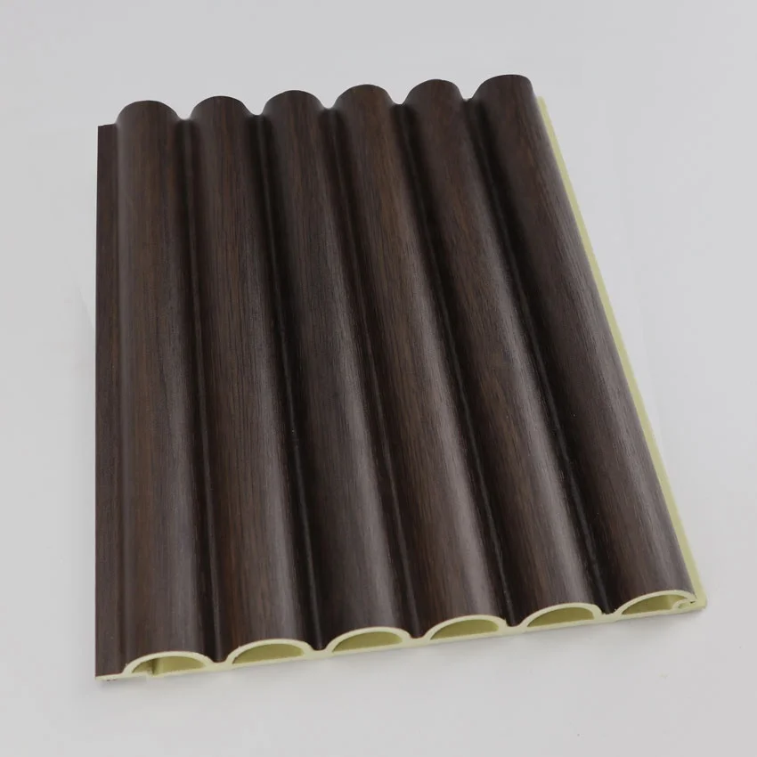 Round fluted PVC wall panel Wood Grain PVC WPC Wall Panels Designs For Decor Fluted Wall Panel Wood Plastic Composite Clad Slat