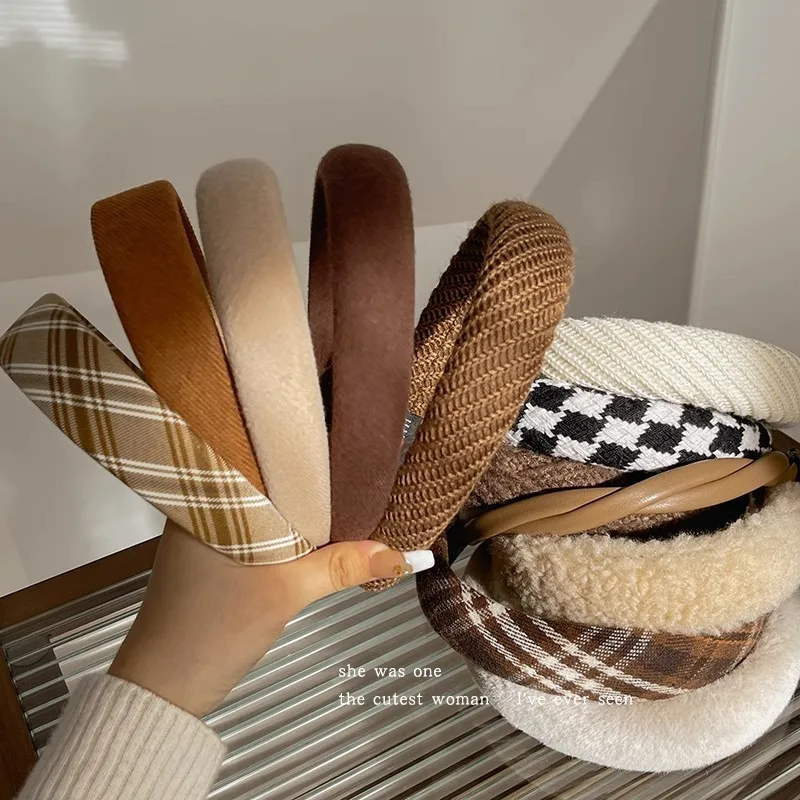 Korean Fashionable Retro Plaid Headband French Simple Hairband  New headbands for women designer accessories