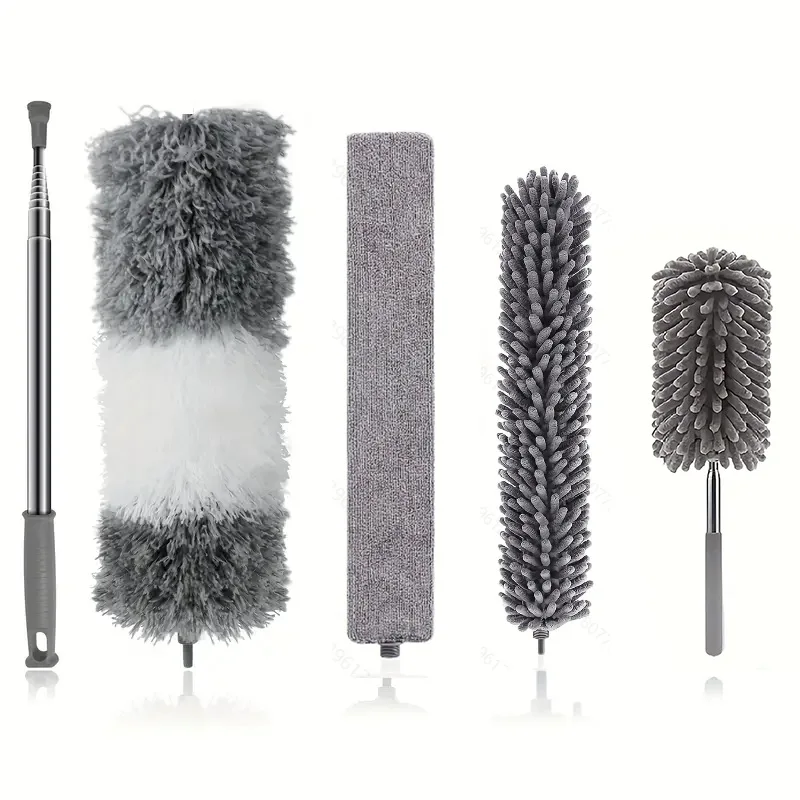 Flexible Head Microfiber Feather Duster Extendable Telescopic Pole Reusable Ceiling Car Household Brush Duster Cleaning Brush