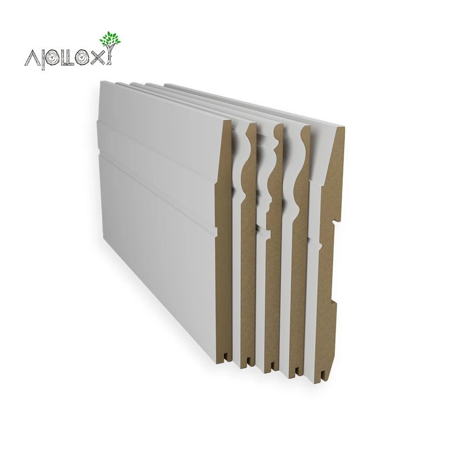Apolloxy Manufacturer 120Mm 150Mm Floor Skirting Wooden Baseboard Skirting Board Pvc Mdf Skirting