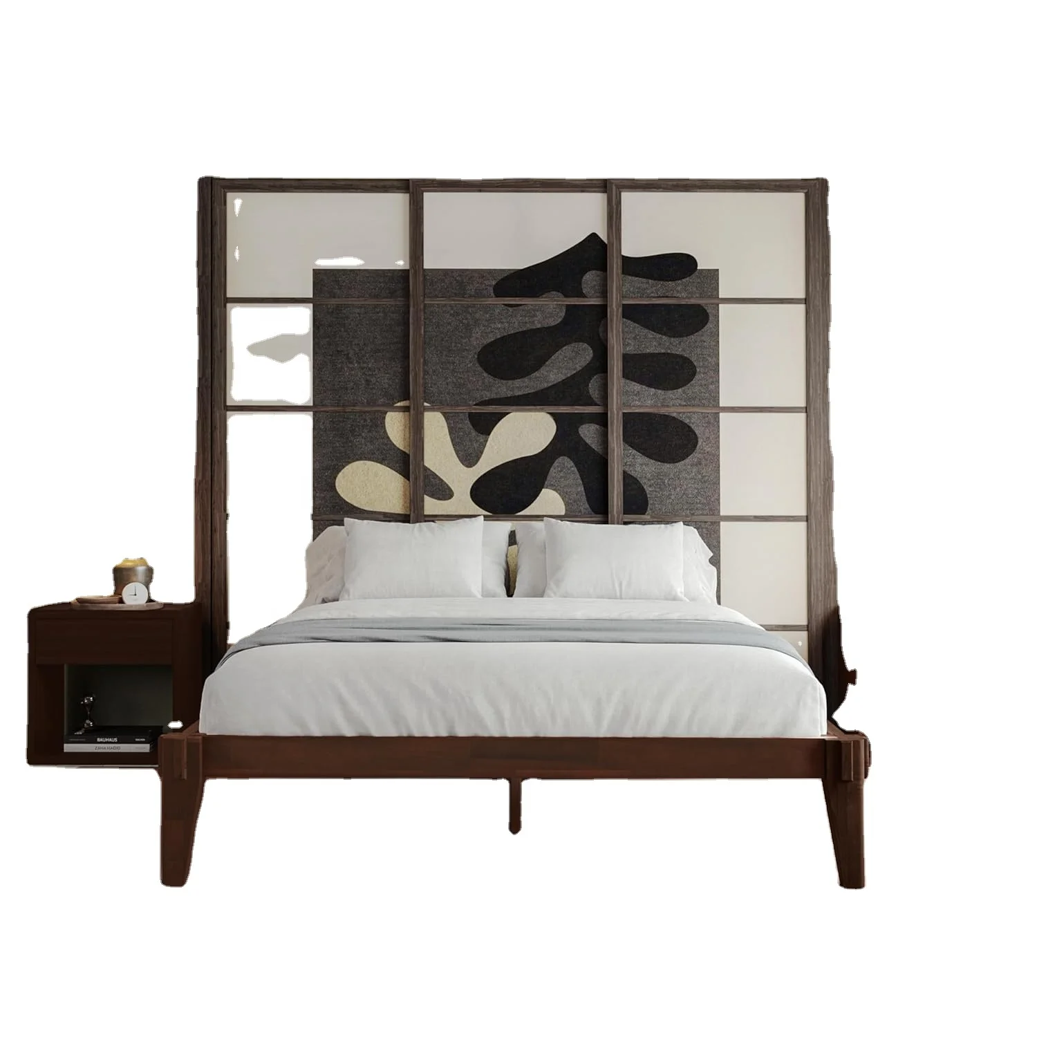 Contemporary Wholesale Wood Frame Double Leather King Size Bed Modern Home Full Wooden Cheap Luxury Bedroom Furniture Set