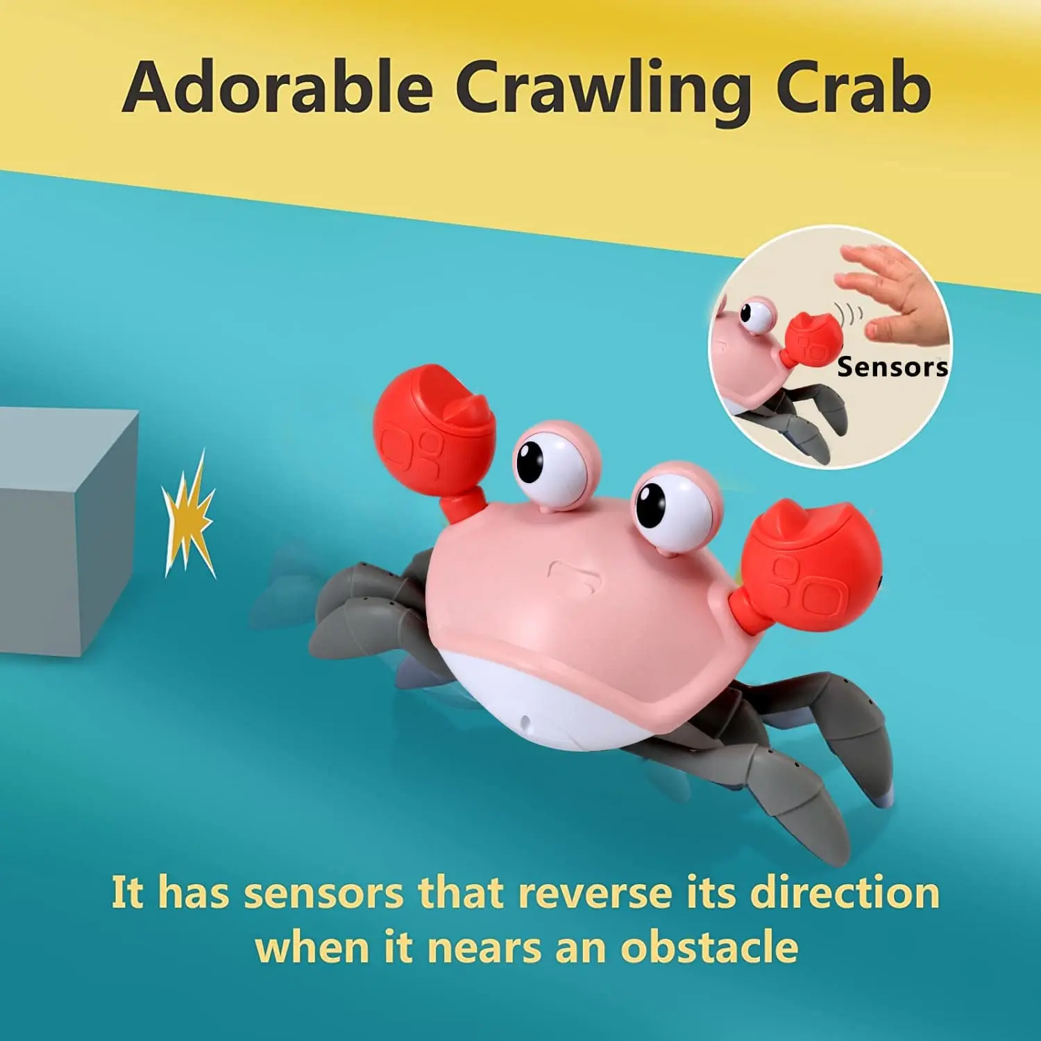 China Factory Customize Moving Crawling Crab Baby Toy Escape Runaway Induction Crab With Light Music USB Charger