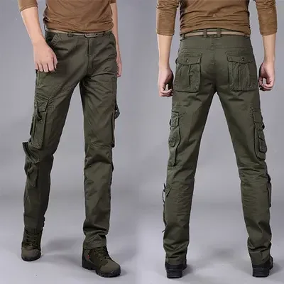 new design plus size slim twill zipper mens 6 Six Front Pocket Cargo Pants man trousers