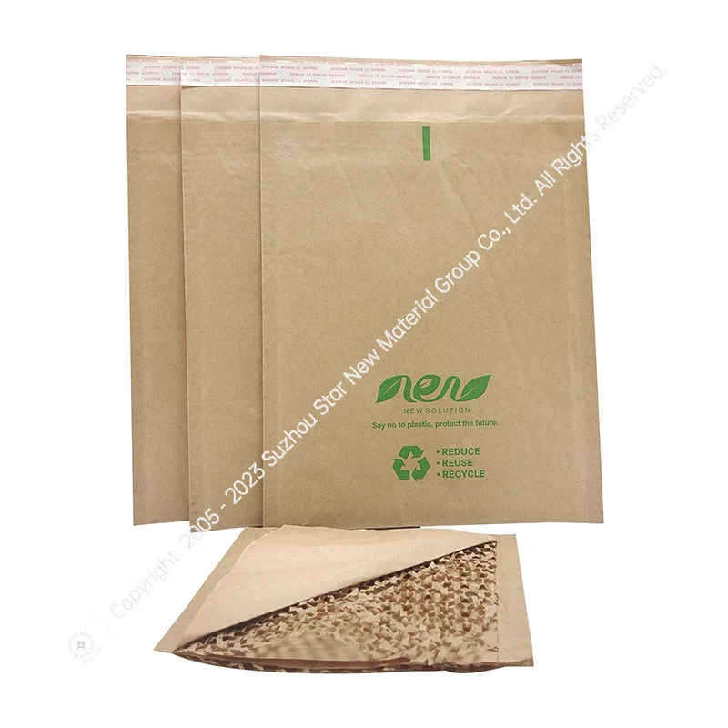100% Biodegradable Kraft Honeycomb Mailer Custom Logo Design Paper Bubble Envelopes Mailers Padded Shipping For Documents CD