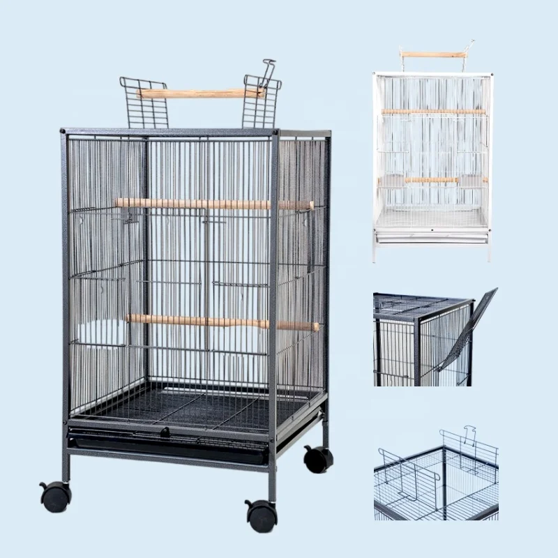 Multi Sized High Quality Large Metal Vertical Bird Cage Vertical Cage Bird Parrot with Large Space for Home