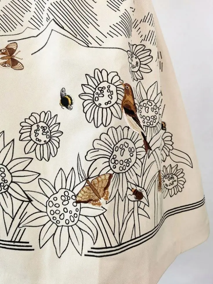 Vietnam Designer Lobbster Tube Top SUNFLOWER Embroidery Heavy Work Dress