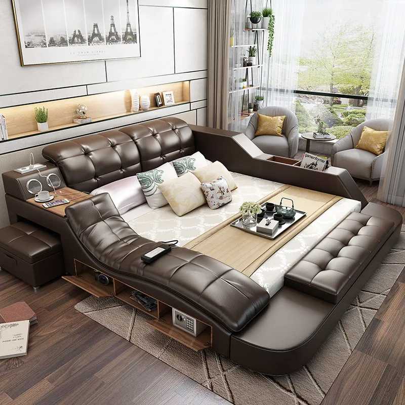 King size bed with pull out full set fitted sheet extra deep velvet headboard storage upholstered luxury platform king size bed