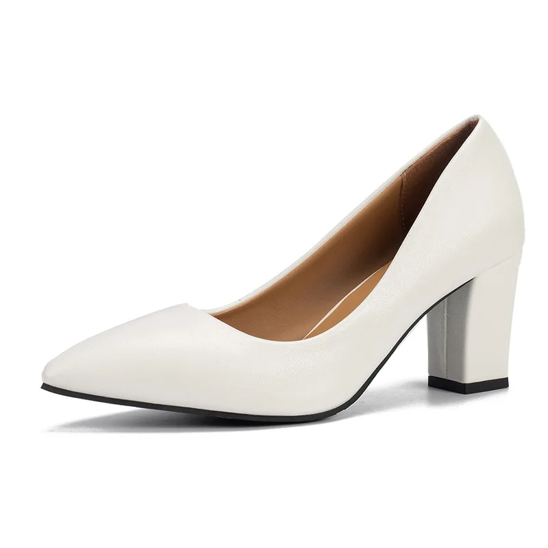 2024 for women Slip on Hells PU leather upper Women Middle Heel Office Lady Wedge Shoes