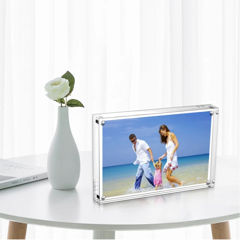 
Acrylic 5x7 Picture Frames Horizontal Magnetic Double Sided Photo Frame Clear Picture Frame Desktop Display Supplier 