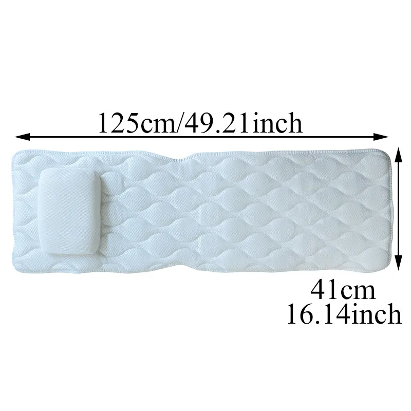 Long Bath Pillow SPA Bath Tub Mat Non-slip Bath Cushion Bathtub Mat Hangable Neck Cushion Bathroom Accessories Dropshipping