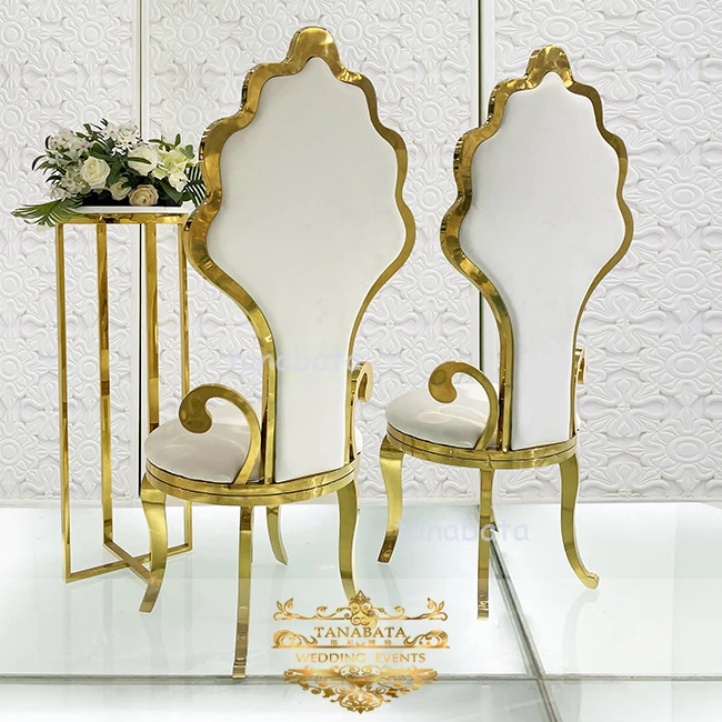 unique design stainless steel leather seater royal wedding king throne wedding chair