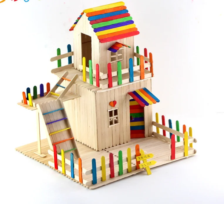 wholesale factory high quality Wooden Lolly Sticks Popsicle color Stick Crafts for Kids