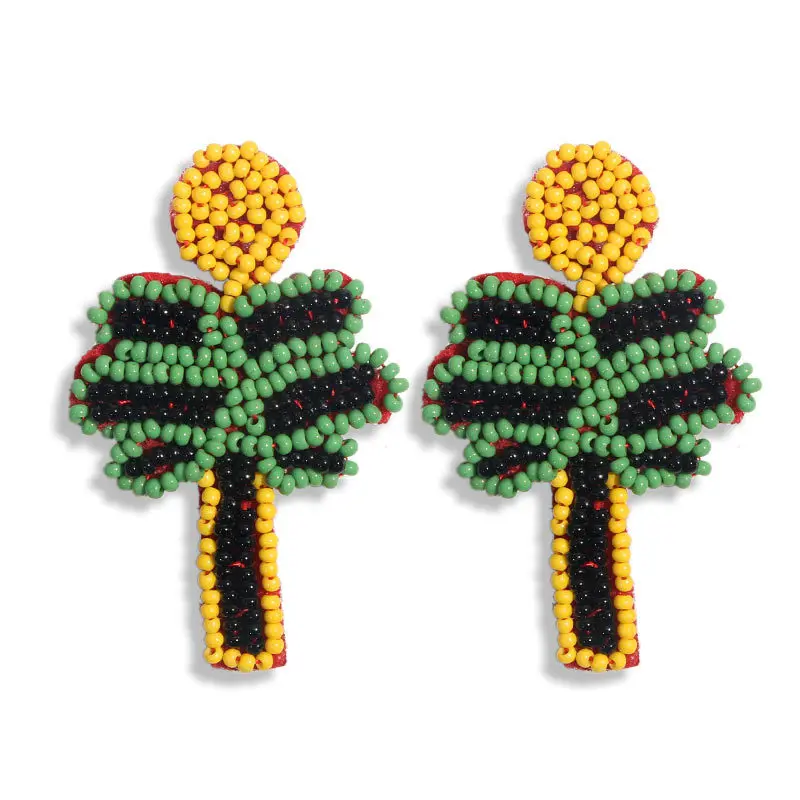 Statement Ethnic Bohemian Seed Beads Parrot Tree Bird Long Drop Earring for Women Handmade Fashion Jewelry Accessories