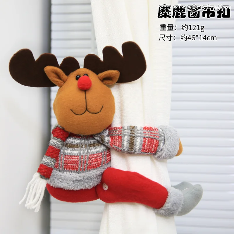 christmas Santa Claus Curtain Tiebacks cute christmas doll elk moose Curtain Tiebacks for window decoration