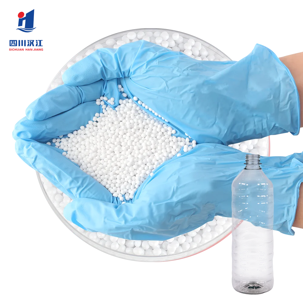 HANJIANG HJ-888 high gloss safe eco friendly bottle grade pet chips resin grannuals for rapid heat absorption bottles solution