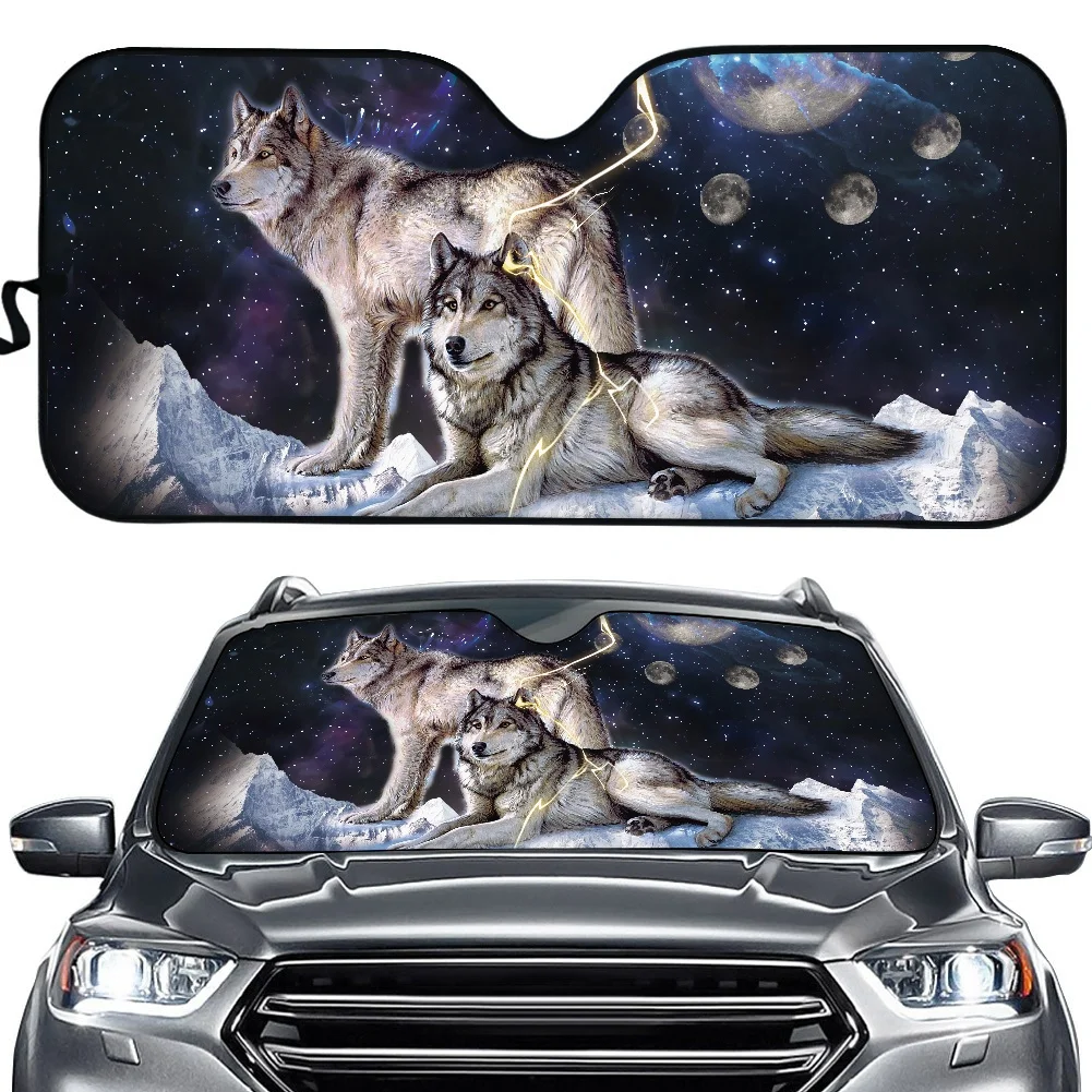 New Arrival Front Car Window Sunshade Wolf And Dream Catcher Theme Print Visor Universal UV Protect Auto Car Windshield Sunshade