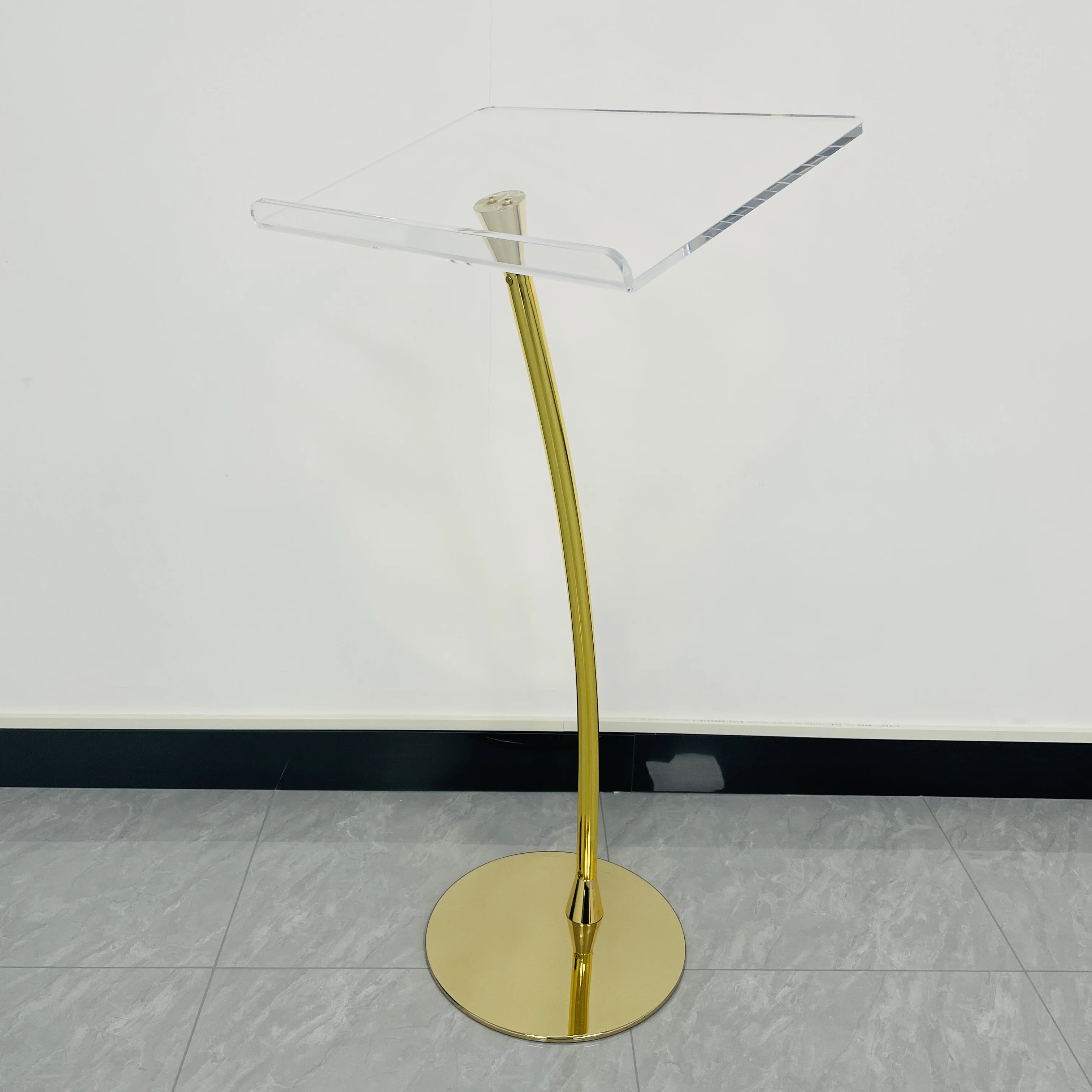 Luxury Golden Steel Church Lectern With Acrylic Top Transparent Detachable Lucite Podium The Most Popular Acrylic Pulpit Podium