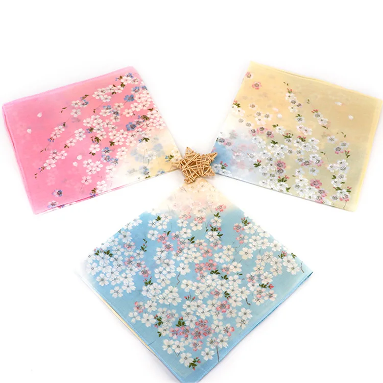 Trendy style Good Quality Floral Flower Printed design cotton women soft Ladies Handkerchief in stock for Decoration