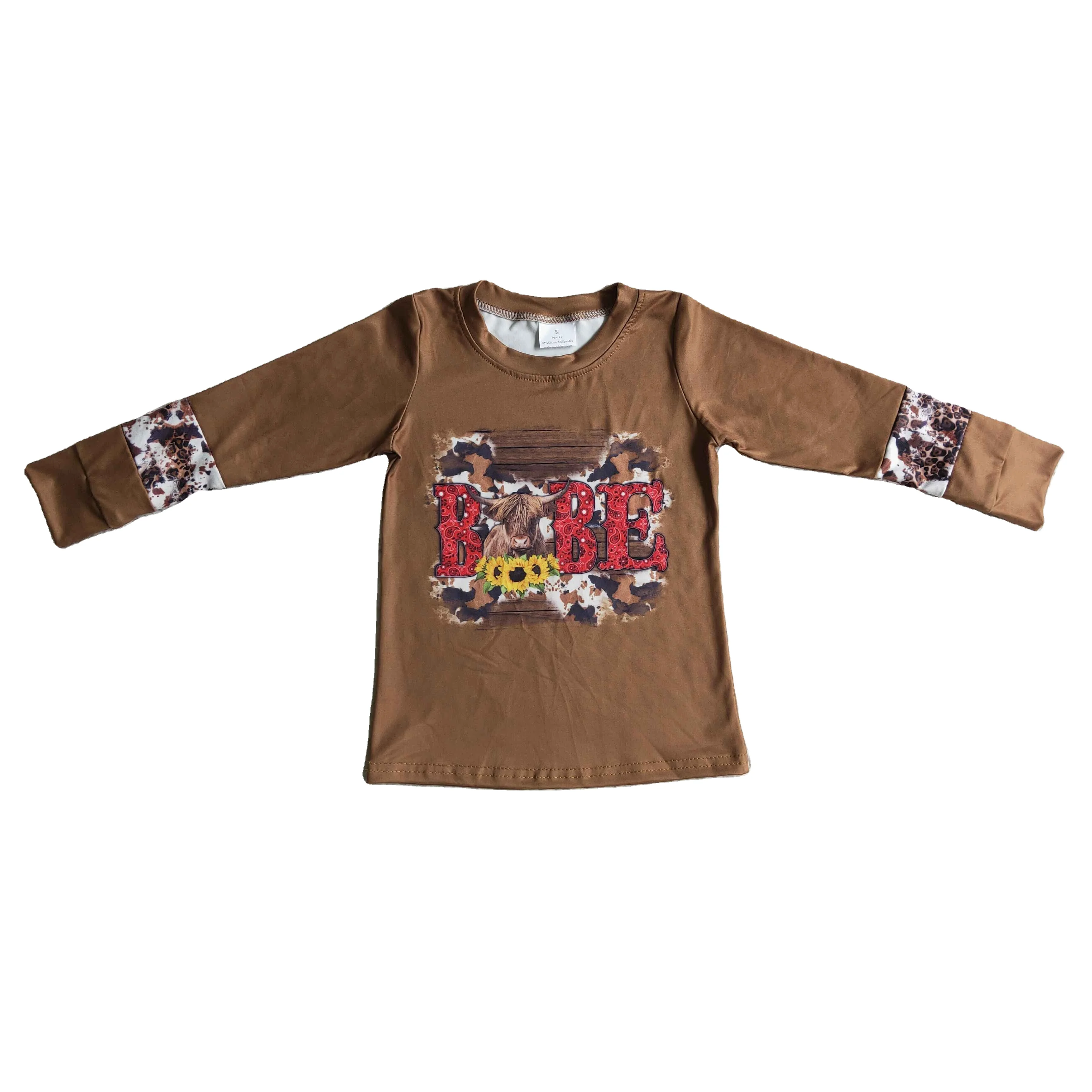 cow sunflower new long sleeve boys shirt clothing kids boutique shirt boy shirt wholesale children clothing