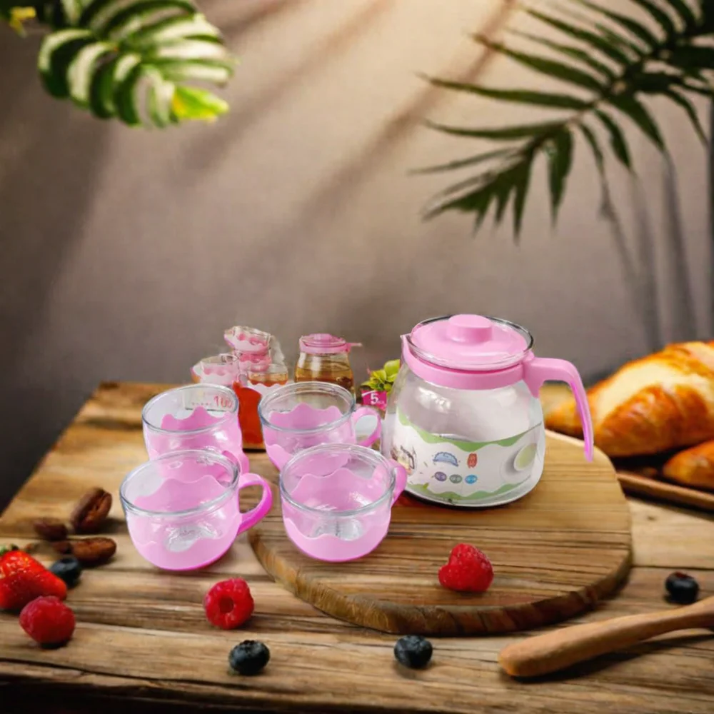 Large-Capacity Five-Piece Glass Flower Teapot Set Eco-Friendly & Sustainable Household Kung Fu Filter Coffee & Tea Pot